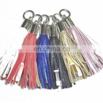 Cheap Wholesale Leather Tassels Keychain With USB Wire photo-2