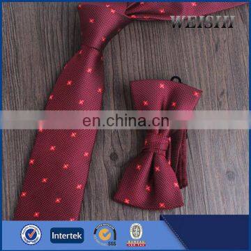 polyester woven embrodered tie with bowtie set