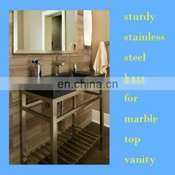 brushed satin stainless steel vanity console for hotel, inn, resort bathroom