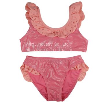 foil print bikini girls cute bikinis laser cut flowers ruffles