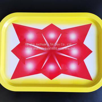 Offset Printing Square Plate Birthday Tin Box With Clear Top Lids