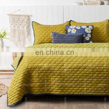 90gsm Microfiber Fabric Quilted Bedding Set Melange Texture Duvet Cover Set photo-3