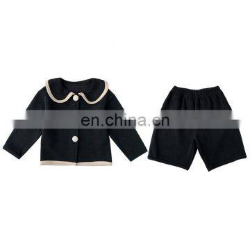 6834/Simple fashion fancy school clothing sets for baby girl preppy style elegant knit suits