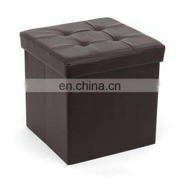 RTS Modern Home Furniture PVC Leather Waterproof Foldable Storage Ottoman With Four Air Holes