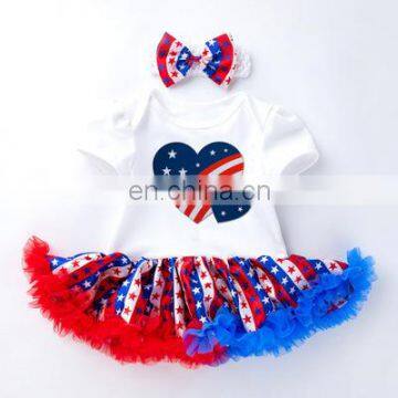 4th of july outfit 2019 Kids New American Independence Day Baby Short Sleeve Star Print Harness Skirt Two-piece suit