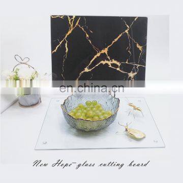 Kitchenware Shatterproof Tempered Glass Chopping Board With Marble Grain Paper Sticker 1 Set of Double Pieces photo-2