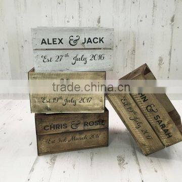 Engraved Logo Vintage Wooden Storage Crate,Antique Wood Crates