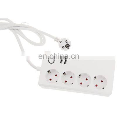 Universal EU Travel Extension Plug Socket 4 Outlets 2 USB Desktop Power Strip Surge Protector photo-6
