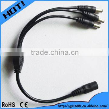 3 Way DC Power 5.5mm x 2.1mm Female To Male Plug Extension Cord 0.4m