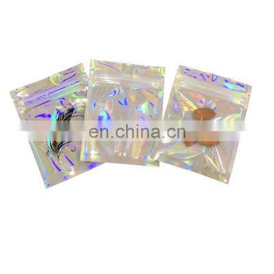 Custom printed holographic laser bag for T-shirt packaging the big size glossy bag with one side clear for clothing