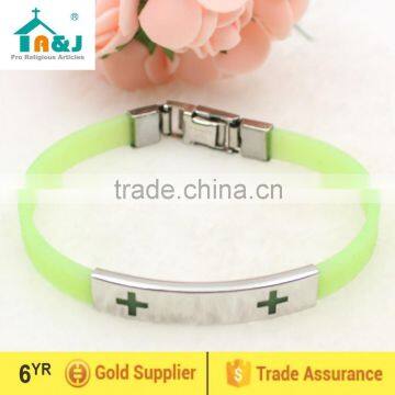 Religious cross rubber bracelet