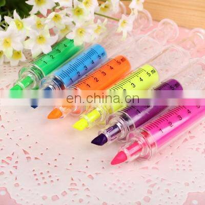 Cute Kawaii Fluorescent Syringe Watercolor Pens Highlighters Marker Pen Korean Stationery School Supplies