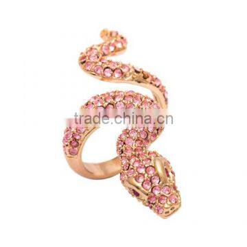 Crystal Fashion Cobra Snake O-ring Ring Rose Gold Plated Rings Jewelry Wholesale