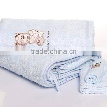 China Towe Factory With Light Blue Embroidery Cartoon Kids/Child Bath Towel photo-3
