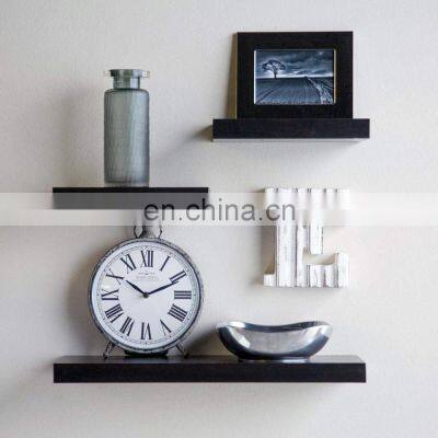 Shelves 3 Piece Wooden  MDF Floating Wall Rack Shelf, Black