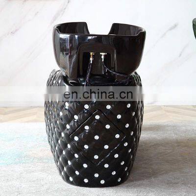 Fashionable Adjustable Black Beauty Salon Furniture Full Lay Down Back Wash Unit Hair Wash Shampoo Bowl Sink Chair photo-5