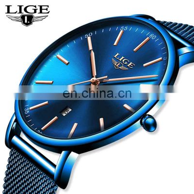 LIGE 9908 Women Quartz Watch Fashion Ladies Stainless Steel Ultra-Thin Casual Ladies Wrist Watches