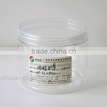 450ml clear PET plastic crew cap can