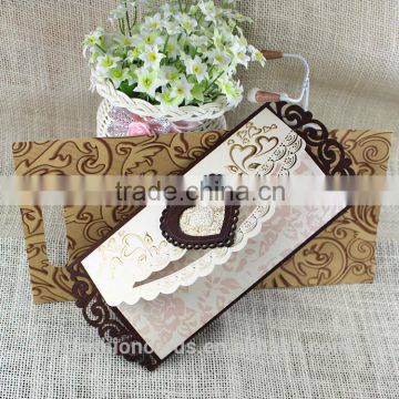 Unique Wooden Heart Shaped Laser Cut Wood Wedding Invitation Card