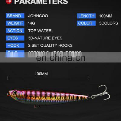 JOHNCOO Pencil Lure Fishing 100mm 14g Topwater Ultra-light Pencil Popper Lure Long Casting Stickbait Bass Lure photo-3