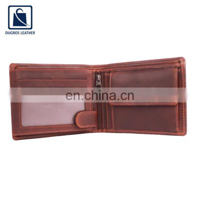 Latest Bulk Selling Vintage Style Buff Antique Fittings Chairman Lining Material Custom Brand Genuine Leather Men's Wallet