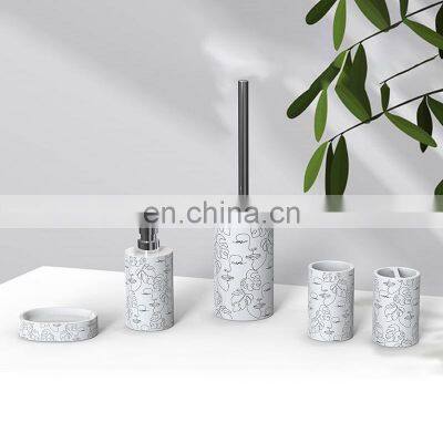 Portrait Black Ceramics Bathroom Decor Accessory Soap Dispenser Tumbler Soap Dish Toothbrush Holder Ceramic Bathroom Set photo-2