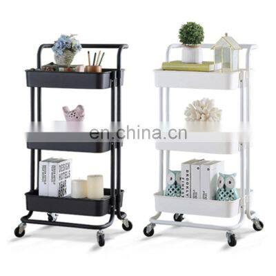 Utility organization cart rolling metal storage organizer trolley   heavy duty mobile with caster wheels