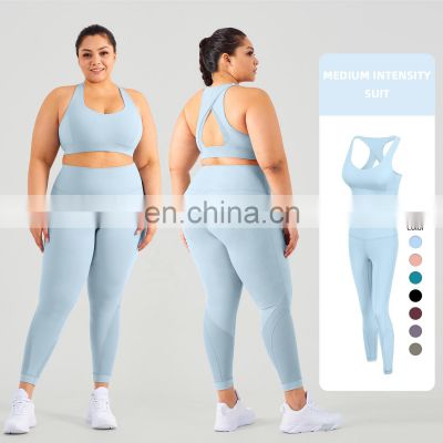 Tiktok 2 Pcs Women Fitness Yoga Sets Workout Plus Size Sport Wear Sexy Mesh Leggings