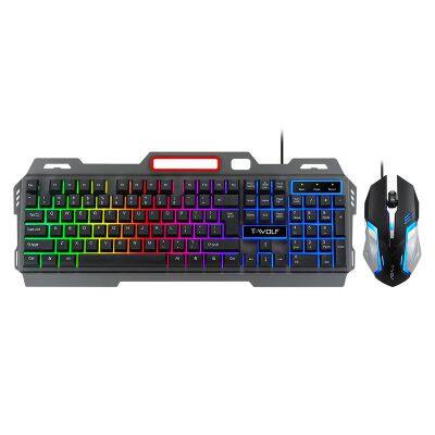 Newest TF600 luminous keyboard and mouse set gaming backlit computer wired keyboard and mouse