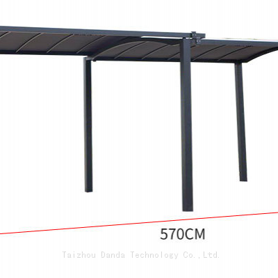 3*6m Steel Extensionable Carport Sunshade PC Board Canopy With Curtain and Net photo-2
