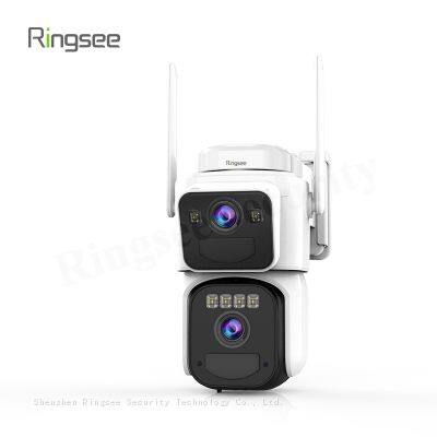 Ringsee AI Function Dual Lens CCTV PTZ Camera 6MP 4G CCTV Solar Camera Indoor and Outdoor Low-power Network Camera With AOV