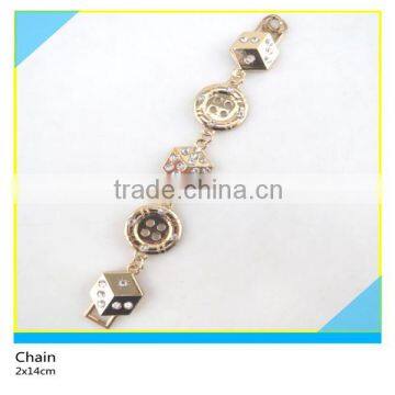 Diamant Chatelaine Solid Square Design Gold Metal Rhinestone Belr Chain 2x14cm