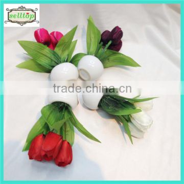 cheap 15cm 3heads silk tulip mini artificial bonsai