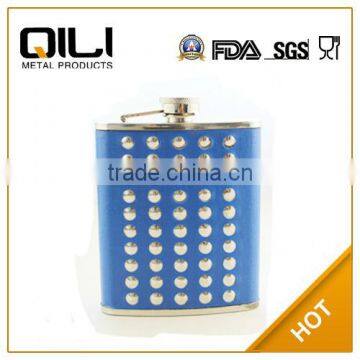 18/8 FDA 70Z Blue Leather Rivet Stainless Steel Flagon