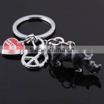 Drops of oil key chain manufacturer hand-drawn key chain rhinoceros keychain