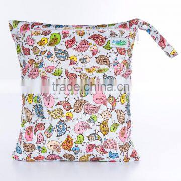 Printed wet bag double pockets zipper Direct Selling Diaper bag