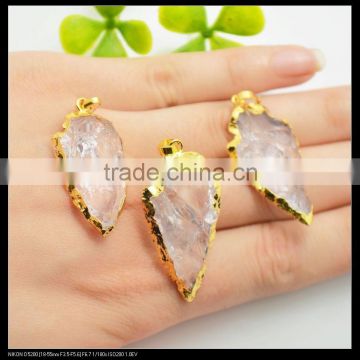 LFD-0069P ~ Wholesale Druzy Quartz Gem Stone Pendants , Gem Stone Arrow head Charm Pendant Necklace