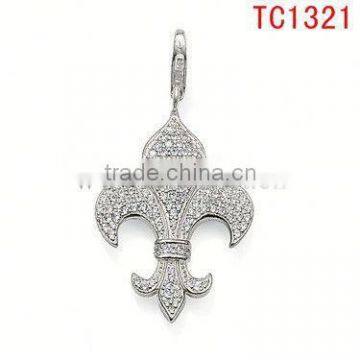 TC1321 lily flower burnished white mental design hot-selling pendant&charm