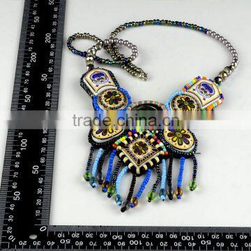 Beautiful designs Colorful bohemia collar necklace, bohemian applique trimming, long necklace for women