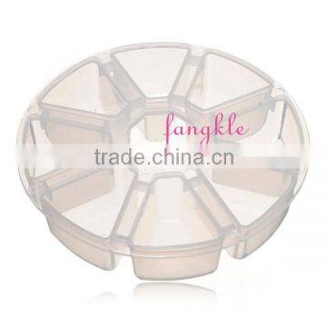 Plastic 8 Cells Empty Round Storage Nail Art Rhinestones Gems Tips Box Case Tool