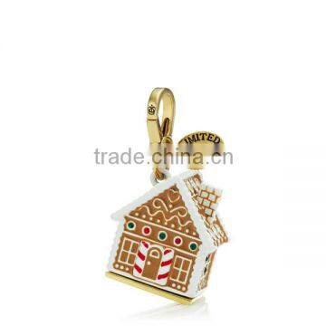 Snow house keychain rhinestone enamel snow house keyring