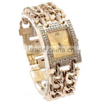 Women's Gold-Tone Stainless Steel Band Luury Quartz Watch with Link Bracelet