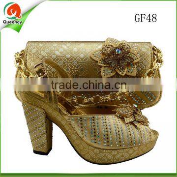 wholesale gold flat shoes lady casual shoes womens matching shoe and bag set korean design