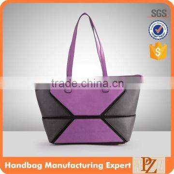 4189 Lastest Design Wholesale Price Color Block PU Material Lady Tote Bag