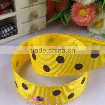 Regular dots printed grosgrain ribbon