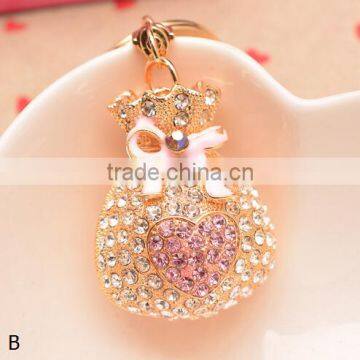 Fashion Gift Lucky Purse Rhinestone Gold Plate Keychain/ photo-3