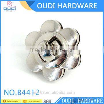 Shiny Nickel Flower Shape Bag Turn Lock Making Accessories