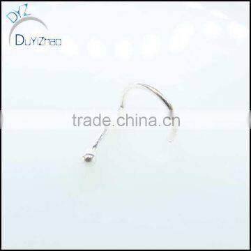 L shape nose rings silver