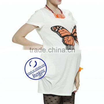 Custom Combed Cotton Jersey Printed Short Sleeve White Maternity t Shirt photo-4
