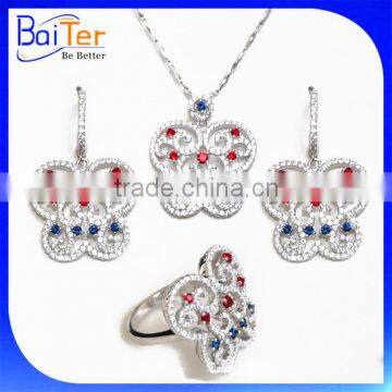 2016 New Elegent Design 925 Sterling Silver CZ Micro Pave Setting Anniversary Jewelry Set